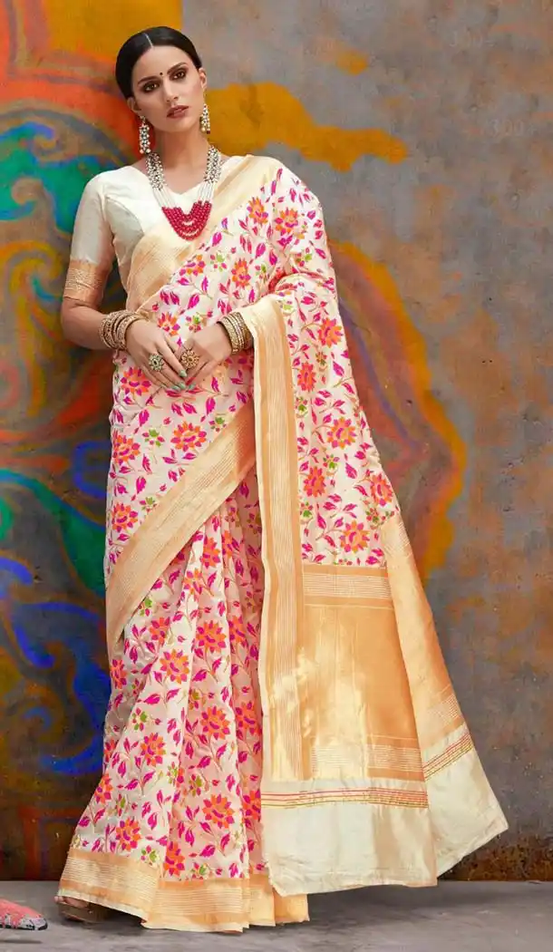 Off White Color Handloom Weaving Silk Traditional Saree -649181130