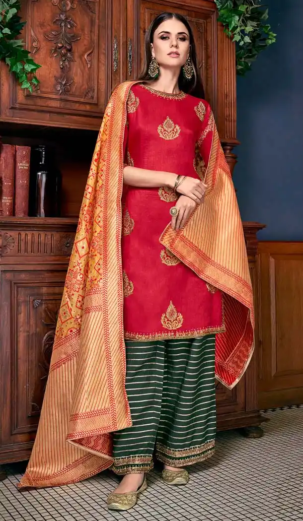Adorable Red Color Soft Art Silk Party Sharara Suit -70089606