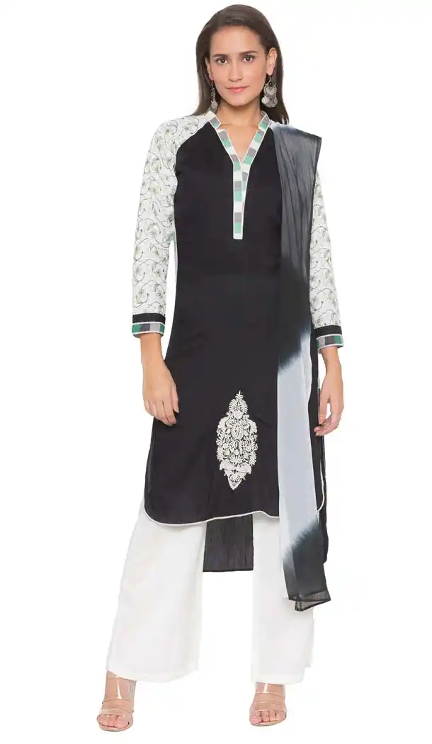 Magnificient Black Color Georgette Plus SIze Readymade Salwar Kameez -653281649