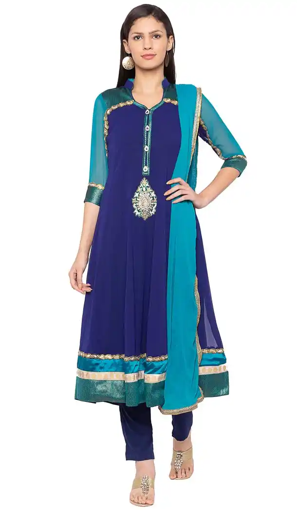 Adorable Blue Color Georgette Plus SIze Readymade Salwar Kameez -653281650
