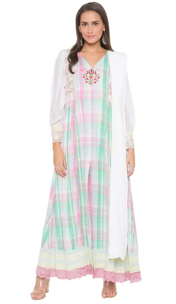 Majesty Multi Color Cotton Plus SIze Readymade Salwar Kameez -653281651