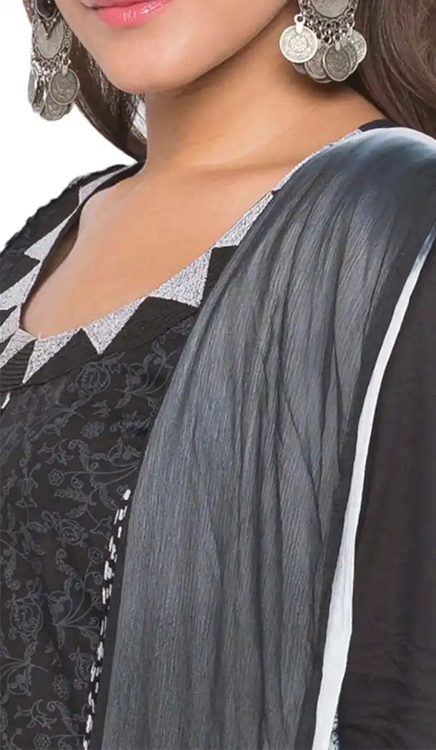 Black Color Cotton Plus SIze Readymade Salwar Kameez -653281652