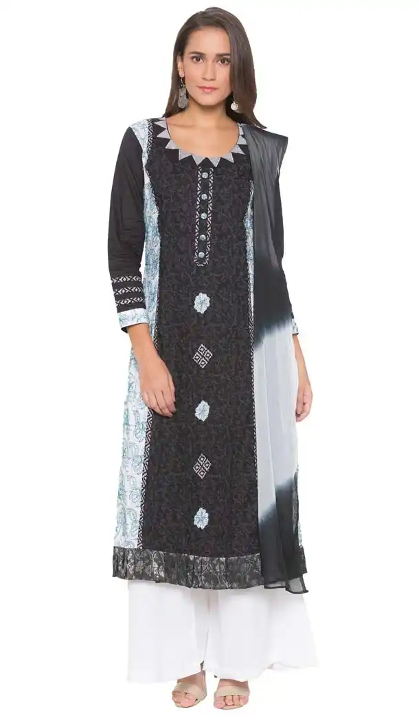 Black Color Cotton Plus SIze Readymade Salwar Kameez -653281652