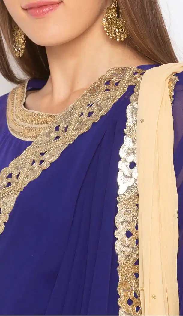 Royal Blue Color Georgette Plus SIze Readymade Salwar Kameez -653281654