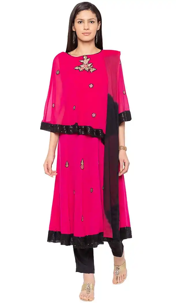 Gleaming Pink Color Cotton Plus SIze Readymade Salwar Kameez -653281656