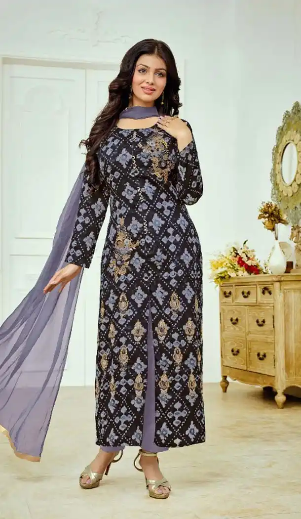 Multi Color Cotton Satin Celebrity Aysha Takia Salwar Kameez -467665733