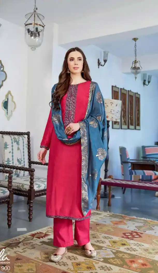 Exotic Pink Color Cotton Silk Party Wear Salwar Kameez -468665780