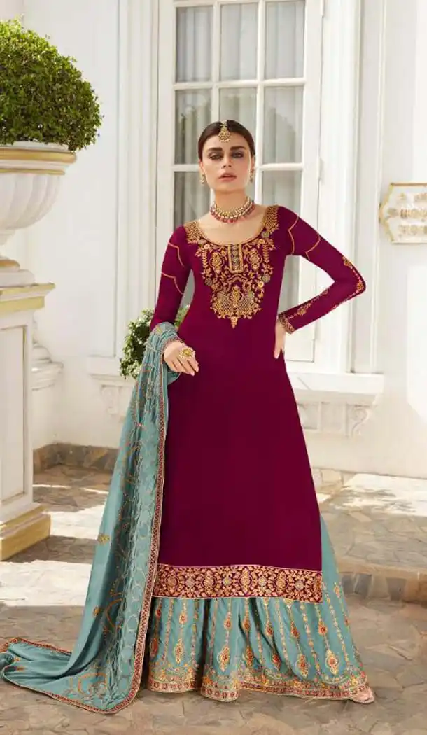 Majesty Rani Color Georgette Designer Party Wear Lehenga Suit -468765792