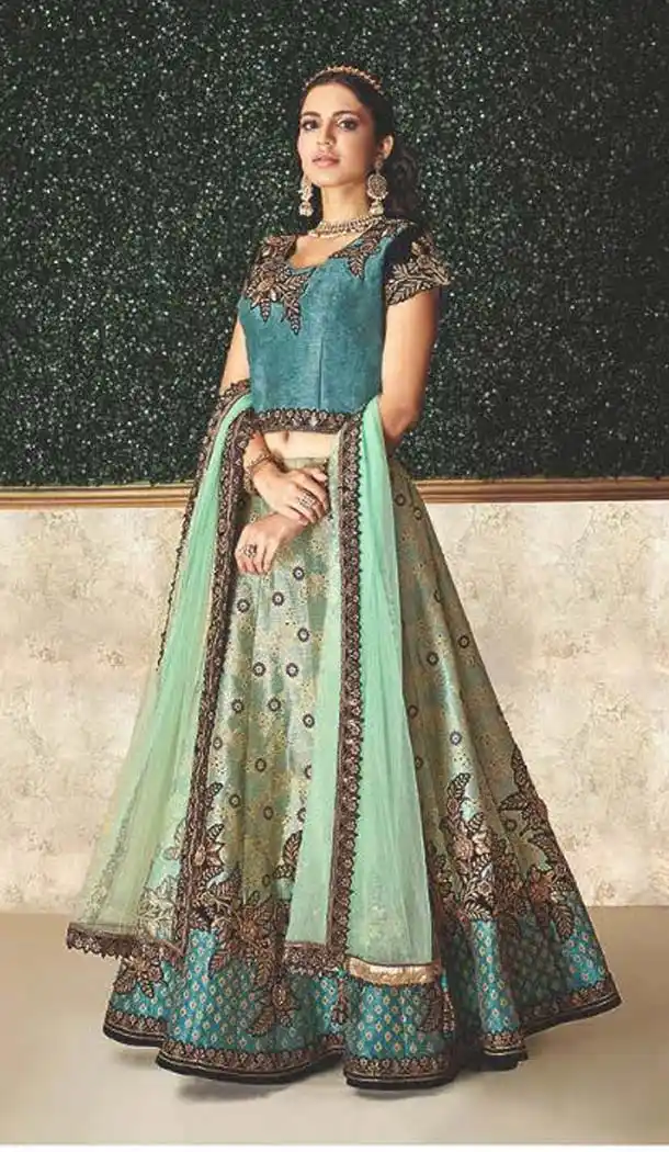 Blue Color Jacquard Designer Fancy Lehenga Choli -470265920