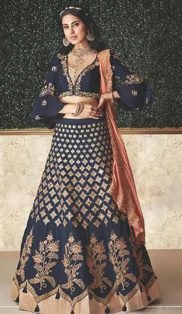 Blue Color Taffeta Silk Designer Fancy Lehenga Choli -470265922