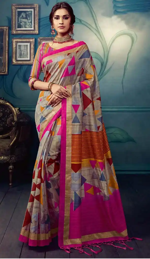 Chic Multi Color Cotton Silk Casual Wear Printed Silk Saree -653881705