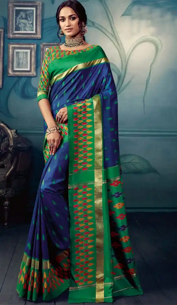 Enigmatic Blue Color Cotton Silk Casual Wear Printed Silk Saree -653881706