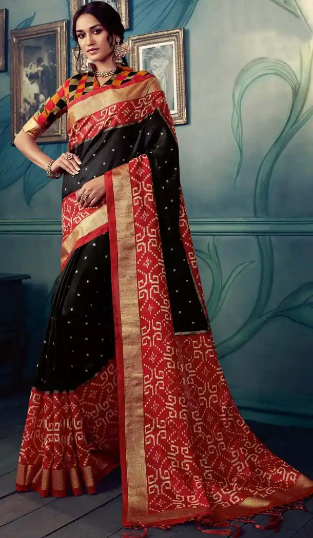 Enigmatic Black Color Cotton Silk Casual Wear Printed Silk Saree -653881710