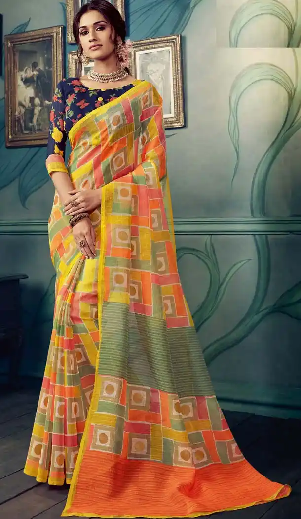 Adorable Multi Color Cotton Silk Casual Wear Printed Silk Saree -653881718
