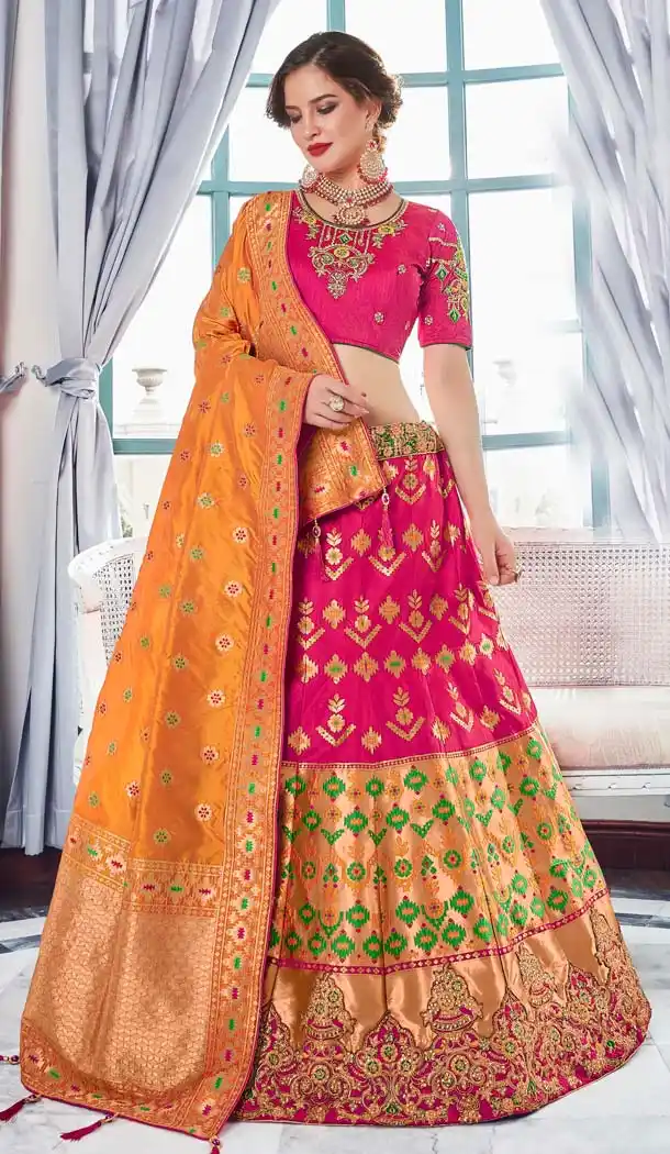 Red Color Silk Jacquard Designer Plus Size Lehenga Choli -658382303