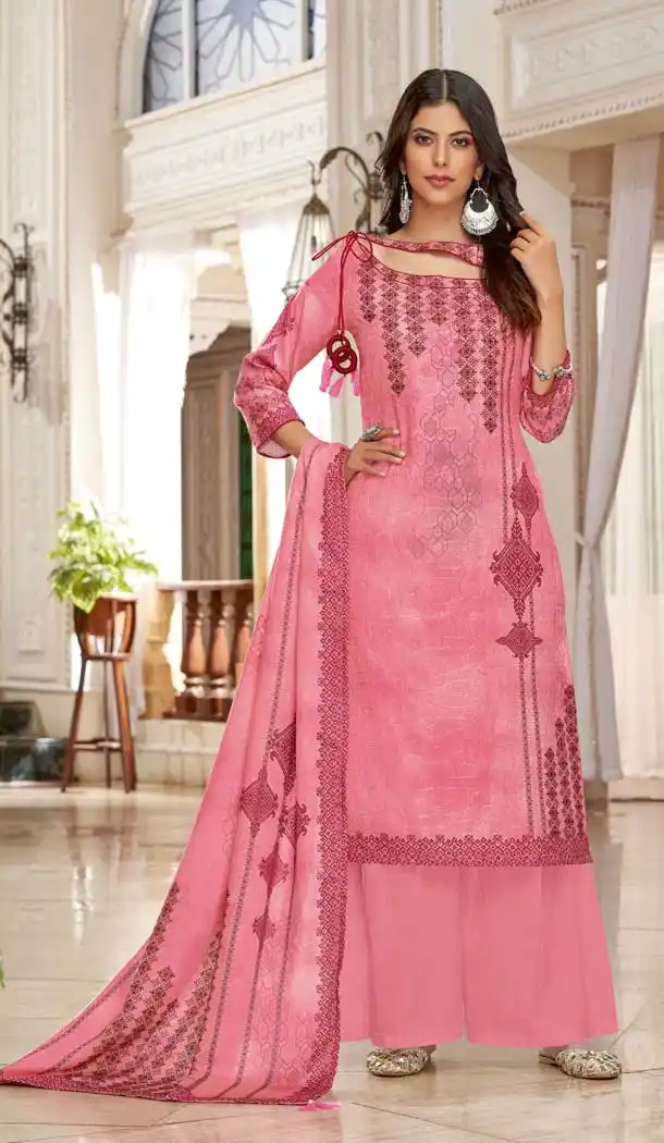 Fancy Pink Color Wool Pashmina Winter Wear Casual Salwar Kameez -660682740