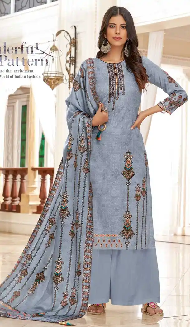 Grey Color Wool Pashmina Winter Wear Casual Salwar Kameez -660682744