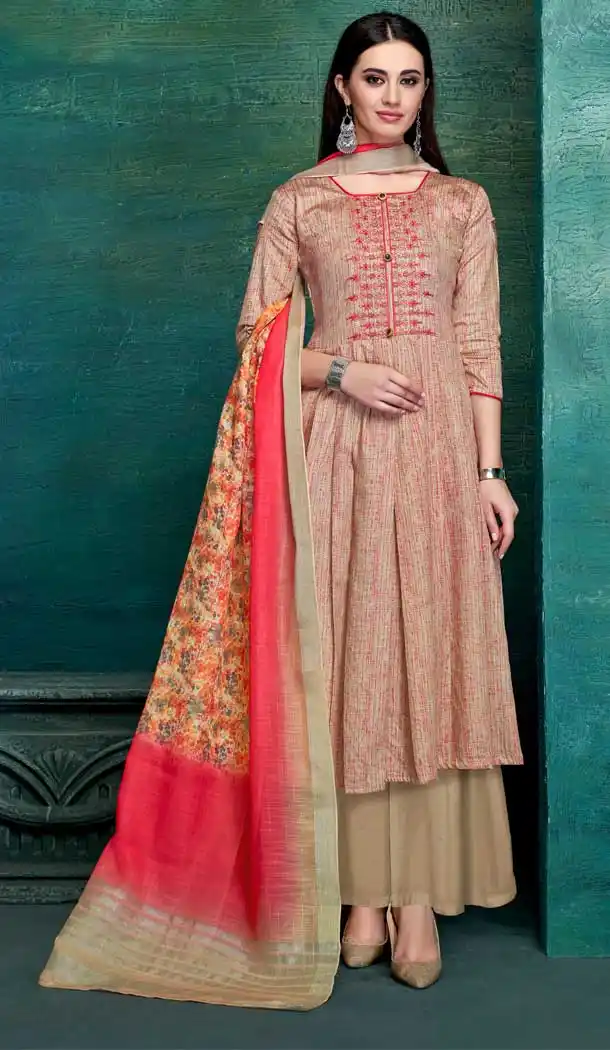Multi Color Pure Zam Satin Casual Office Wear Palazzo Suit -661182784