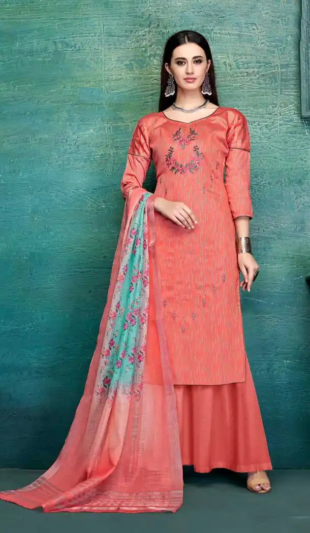 Magnificence Red Color Pure Zam Satin Casual Office Wear Palazzo Suit -661182788