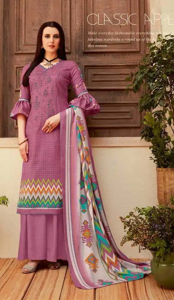 Old Rose Pink Color Wool Pashmina Casual Office Wear Palazzo Suit -661382802