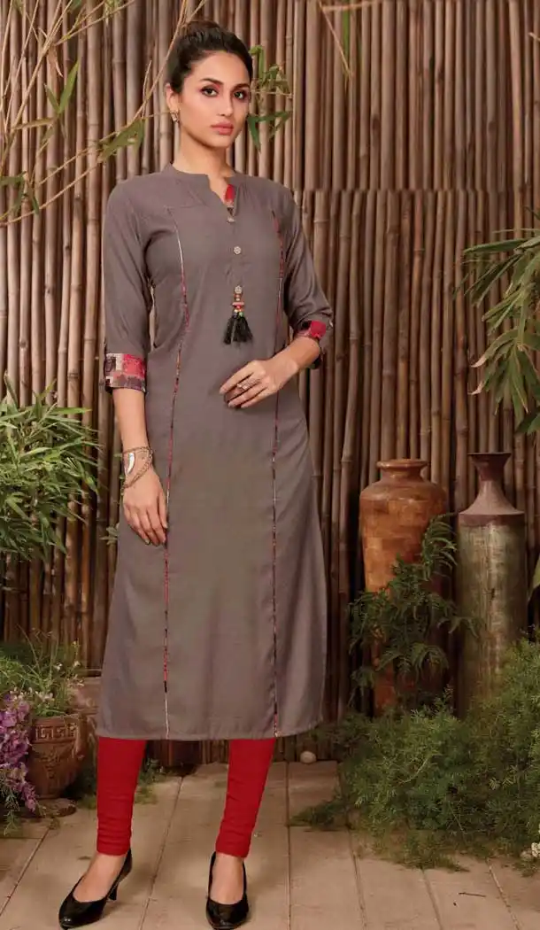 Luscious Rayon Green Color Casual Office Wear Readymade Kurti -474266223