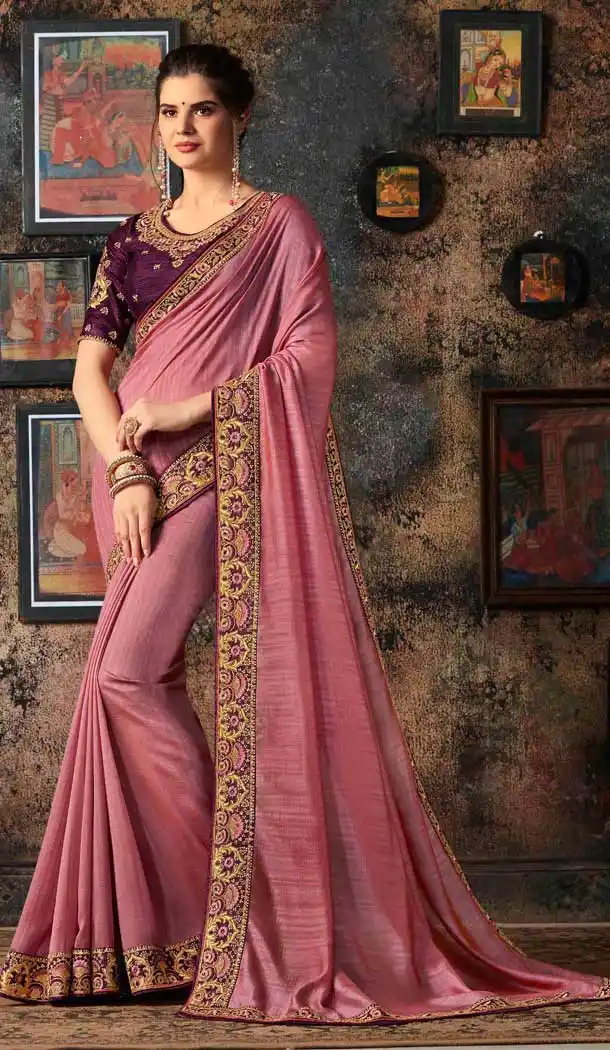Light Maroon Color Georgette Silk Traditional Wear Saree -658982382