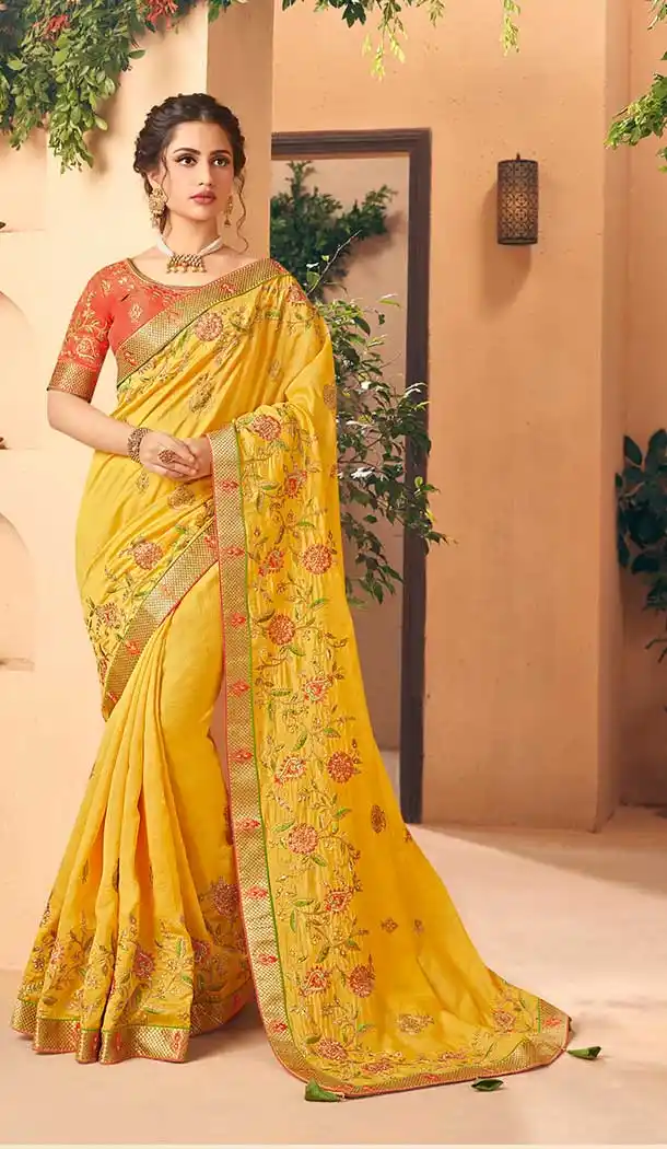 Elegance Yellow Color Art Silk Paryu Wear Designer Saree -666183642