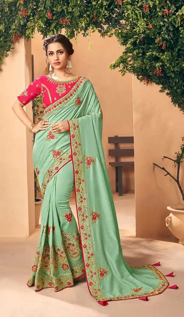 Ethnic Sea Green Color Art Silk Paryu Wear Designer Saree -666183645