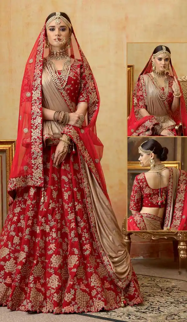 Exotic Red Color Velvet Designer Bridal Wedding Lehenga Choli -70521039