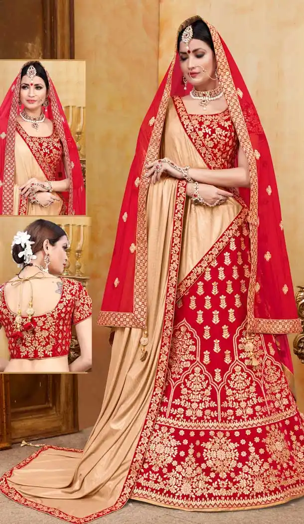 Marvelous Red Color Velvet Bridal Wedding Lehenga Choli -70611120