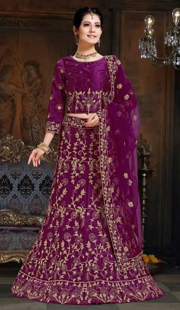 Purple Color Satin Designer Traditional Wear Lehenga Choli -70811305