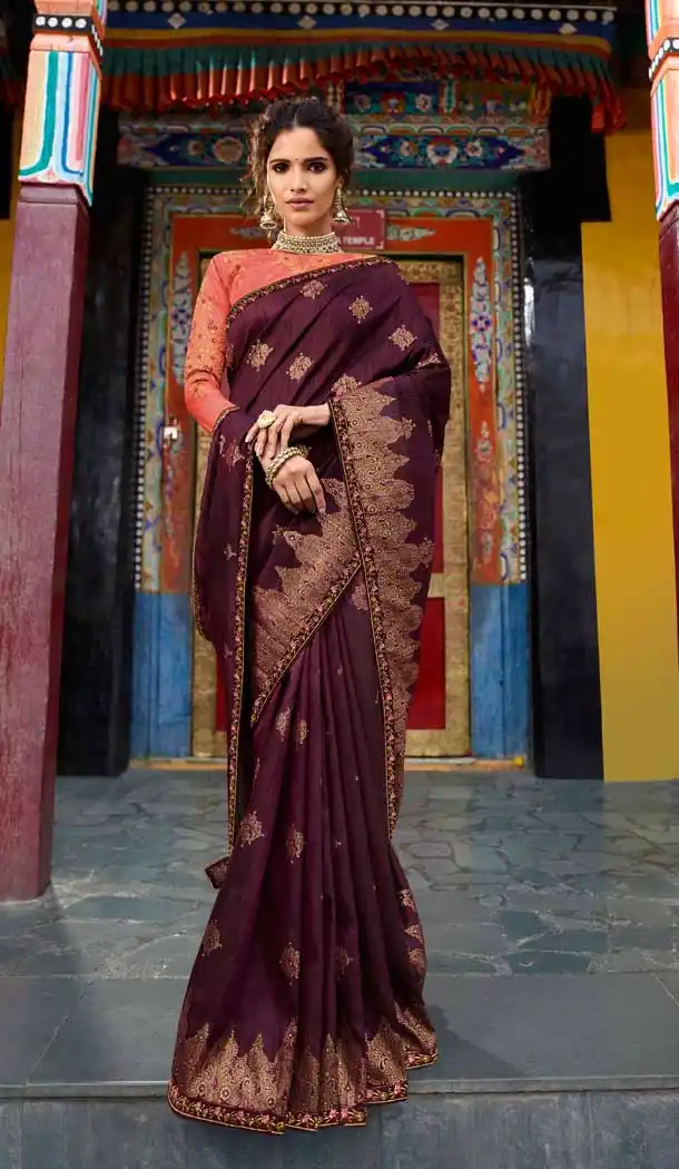 Wine Color Art Silk Designer Wear Traditional Saree Blouse -70661167