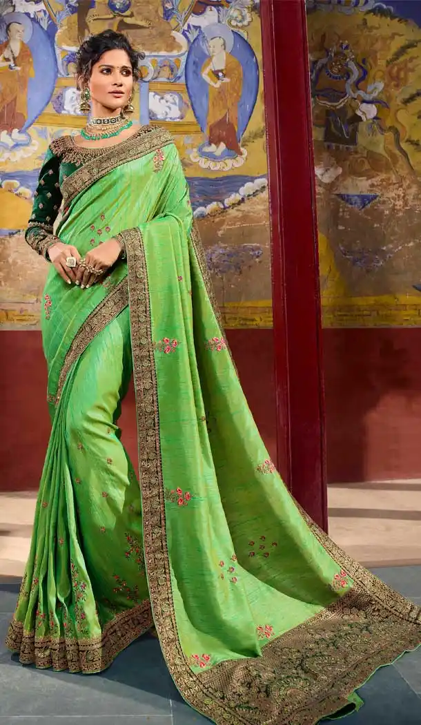 Green Color Art Silk Designer Wear Traditional Saree Blouse -70661172