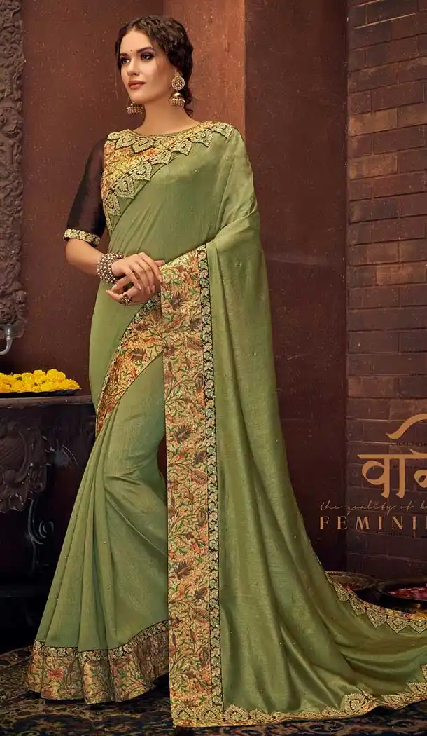 Light Green Color Silk Georgette Party Wear Traditional Saree Blouse -70711209