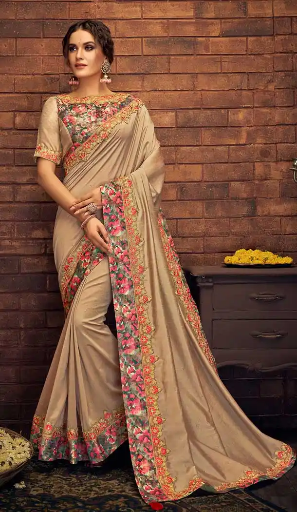 Beige Color Art Silk Party Wear Traditional Saree Blouse -70711212