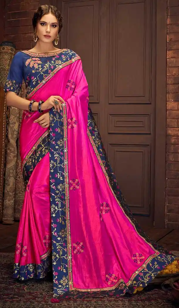 Rani Pink Color Art Silk Party Wear Traditional Saree Blouse -70711221