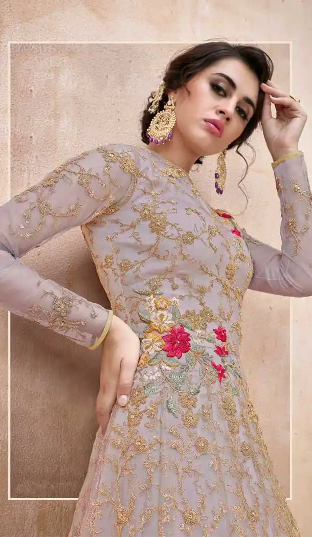 Gorgeous Grey Color Net Designer Wear Traditional Lehenga Choli -70821309
