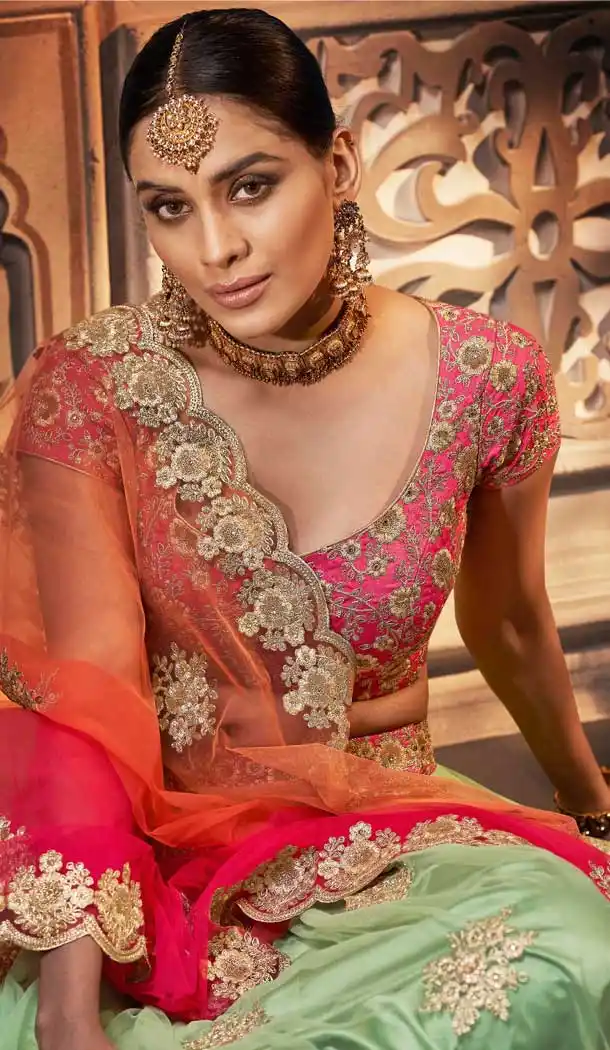 Alluring Pista Green Color Silk Designer Wedding Ladies Lehenga Choli -672184472