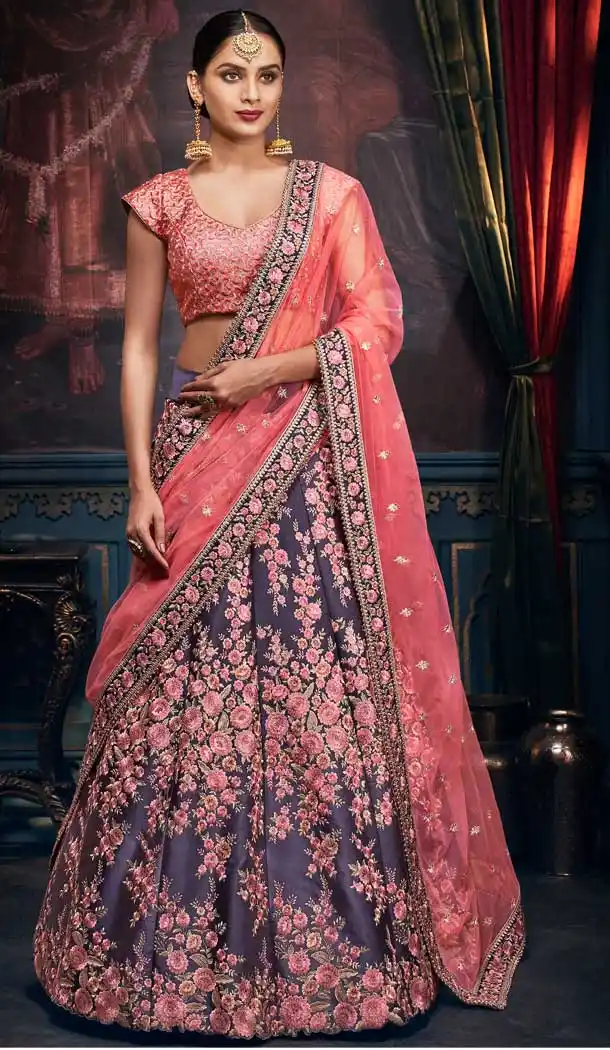Charming Teal Blue Color Satin Designer Wedding Ladies Lehenga Choli -672184476