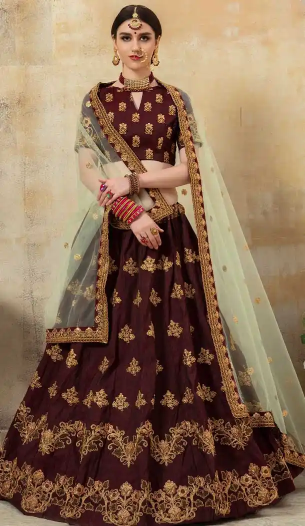 Maroon Color Phantom Silk Traditional Party Wear Ladies Lehenga Choli -672684568