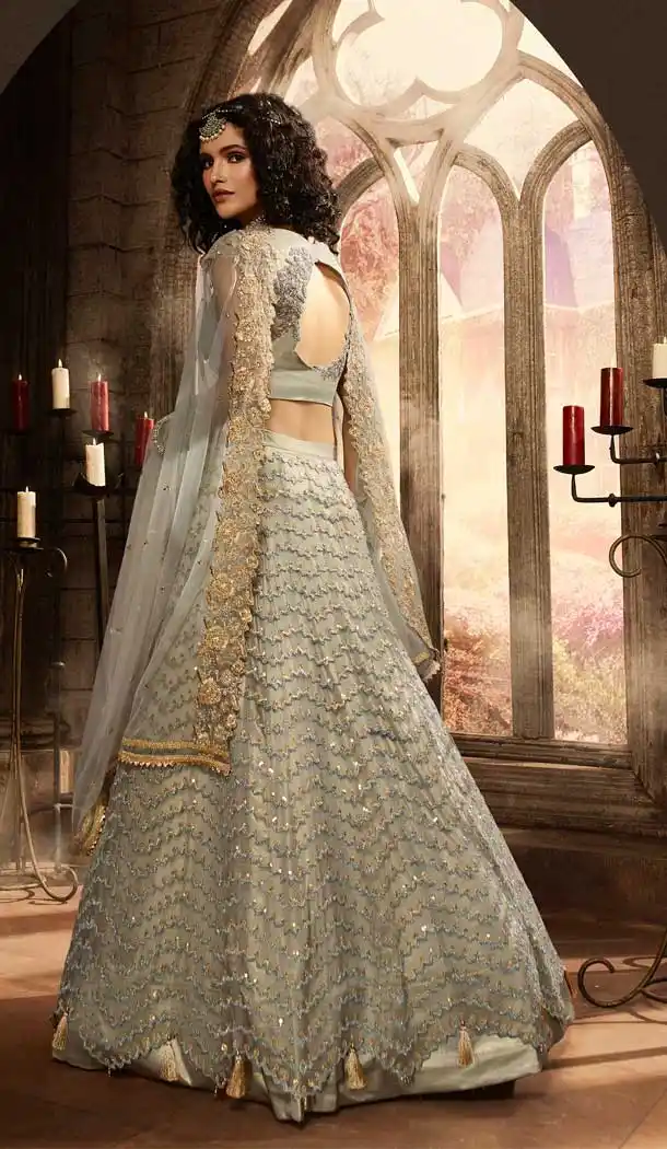Pista Green Color Net Sangeet Mehendi Ceremony Wear Lehenga Choli