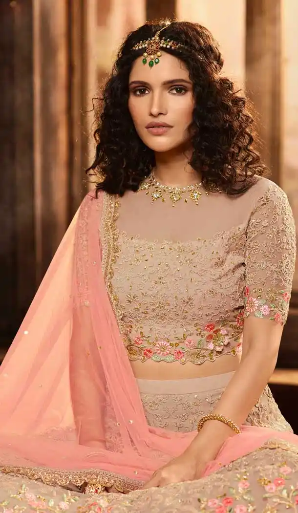 Mauve Pink Color Net Sangeet Mehendi Ceremony Wear Lehenga Choli -670284210