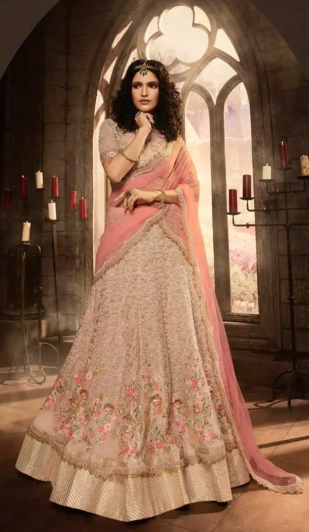 Mauve Pink Color Net Sangeet Mehendi Ceremony Wear Lehenga Choli -670284210