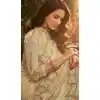 Cream Color Viscos Tusher Satin Silk Party Wear Saree Blouse