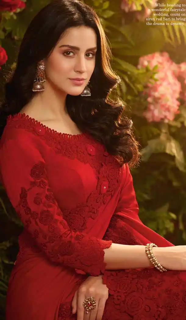 Marvelous Red Color Pure Modal Silk Party Wear Saree Blouse