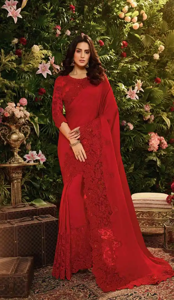 Marvelous Red Color Pure Modal Silk Party Wear Saree Blouse -670484227