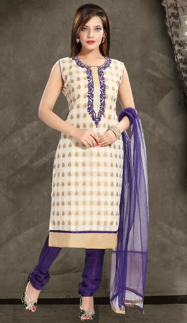 Majesty Off White Color Banaasi Silk Party Wear Plus Size Readymade Suit -673184601