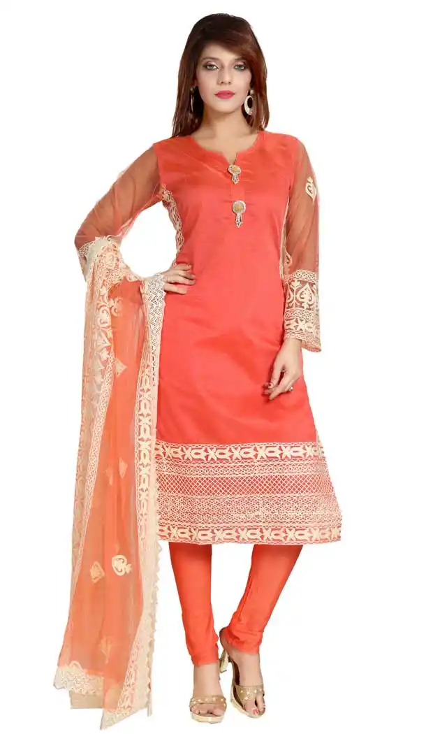Unique Peach Color Chanderi Silk Designer Plus Size Readymade Suit -673284615