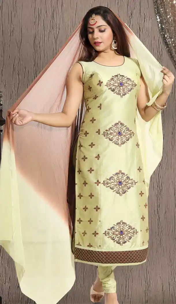 Flamboyant Pista Green Color Banglori Silk Designer Plus Size Readymade Suit -673284623