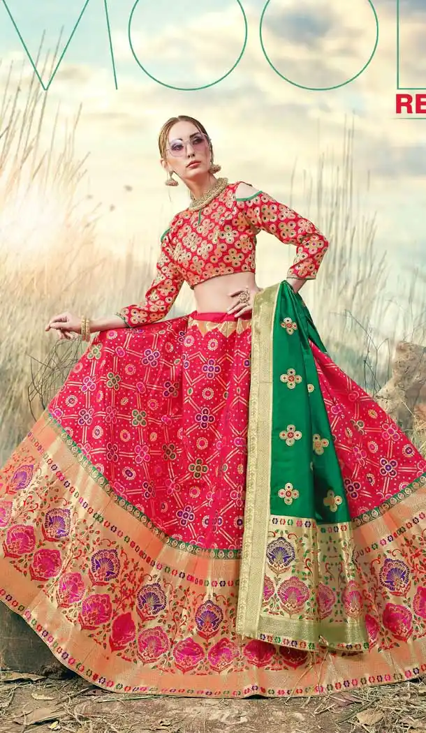 Pretty Pink Color Banarasi Silk Jacquard Traditional Wear Lehenga Choli -674384740